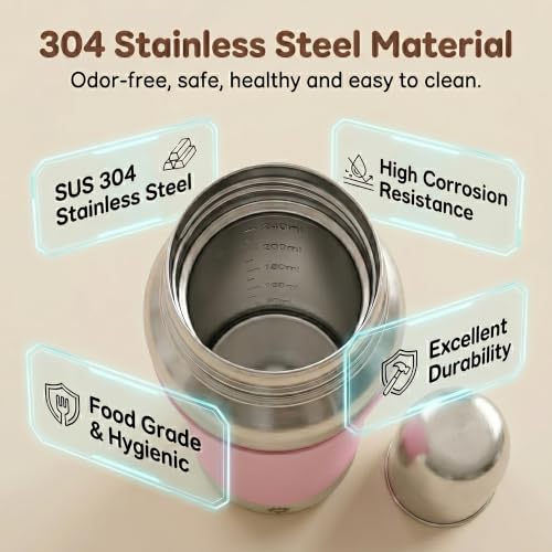 Image of StarAndDaisy Baby Milk Bottle for new Born /Infant /Toddler 240 ML SUS 304 Steel Baby Feeding Bottle for 0+ Months, BPA Free Leakproof, Anti Colic, Easy to Clean (Pink-240 ML)