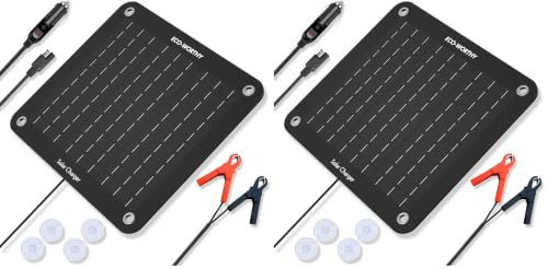 Image of ECO-WORTHY 10W Solar Car Battery Charger Maintainer 12V Waterproof Portable Solar Trickle Charger for Car Truck Boat Lawn Mower RV Trailer Tractor ATV Utility Vehicle Battery (Pack of 2)
