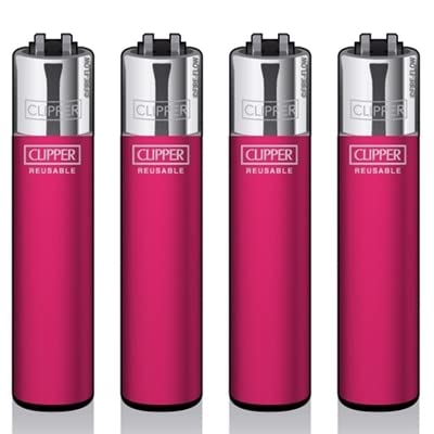 Original Clipper Feuerzeuge Einfarbig 4er Set (z.B. Soft Touch, Crystal, Metalic, solid Fluro) + 1 Clipper DHOBIA Feuerzeug GRATIS (Solid Fluroesc. Pink)