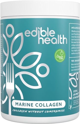 Edible Health - Pó de colagénio marinho hidrolizado, peptídeos bioativos, sem carboidratos, para pele, cabelo, ossos e articulações, 400 g, 30 dias