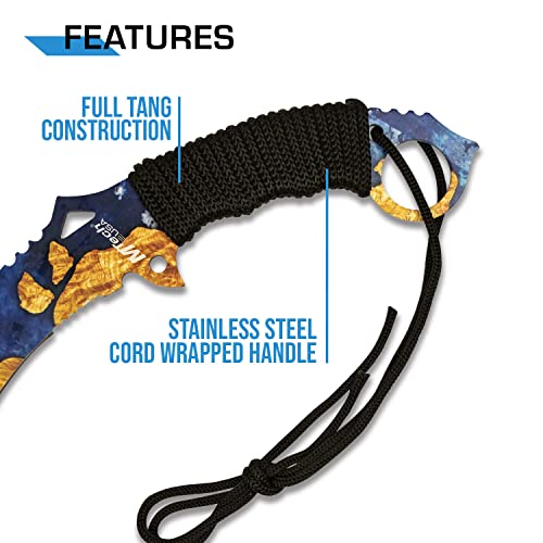 MTECH USA Fixed Blade Knife, Partially Serrated Stainless Steel Blade with Cord Wrapped Handle, Black Nylon Sheath - Hunting, Camping, Survival, Everyday Carry (Blue Yellow) by MTECH USA - Used condition - Image 4