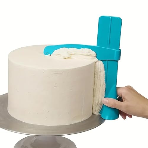 CHEFZOCO Raspador Alisador De Pasteles, Espátula alisadora de pasteles, Raspador de fondant, Alisador de cobertura Repostería, Rasqueta de pasteles, Espátula de repostería, Plástico, Azul