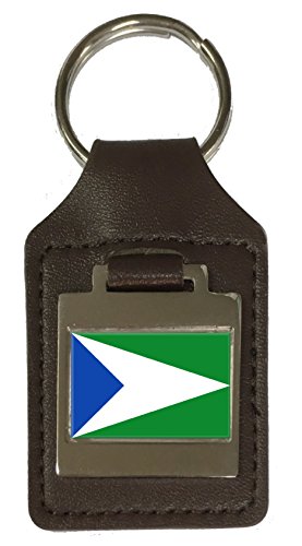 Porte-clés en cuir gravé Oxapampa Pérou avec drapeau officiel