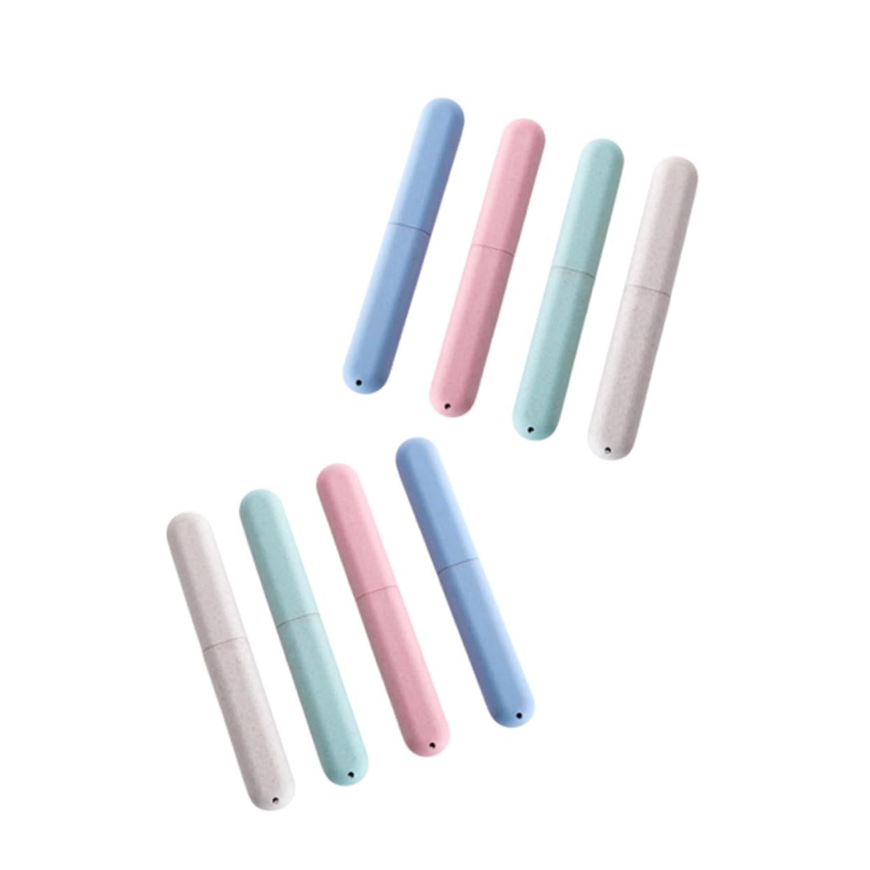 SHERCHPRY 8pcs Box Travel Toothbrush Holder Portable Capsule Cases Green Blue Pink Beige Lightweight Protective Covers for Toothbrushes for Outdoor Travel Use