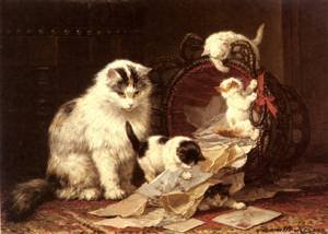 Peinture à l'huile De Snippermand Henriette Ronner Knip 12x16