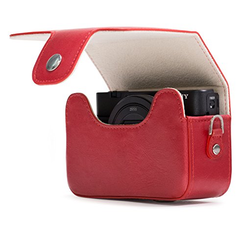 Megagear Leather Camera Case With Strap Compatible With Sony Cyber-Shot Dsc-Rx100 Vii, Zv-1, Dsc-Rx100 Vi, Dsc-Rx100 V, Dsc-Rx100 Iv, Dsc-Rx100 Iii, Dsc-Rx100 Ii - Red #TOP3