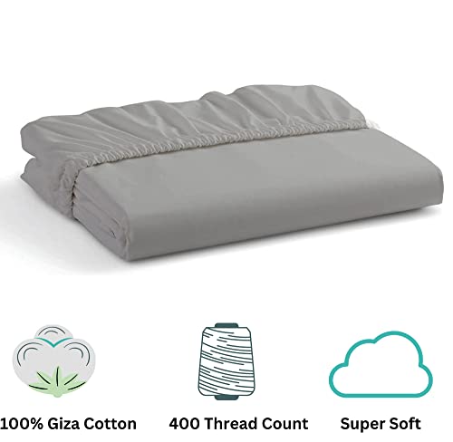 Split Top King Fitted Sheet Only For Sleep Number Adjustable Beds,100% Giza Cotton,Split Top King Fitted Sheet For Adjustable Bed,Adjustable Bed Fitted Sheet 34" Flex Head King Size,1 Pc (Light Grey) #TOP1