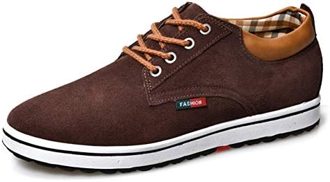 ailishabroy Men's Invisible Increase 2.36in Casual Leather Shoes Lace up Running Shoes senakers