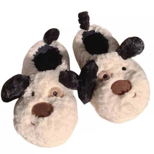 Warm and Cute Long Ear Dog Slippers Plush Puppy Animal Slippers for Women and Men Winter Slippers