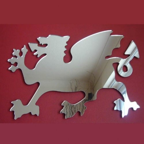 Super Cool Creations Welsh Dragon Mirrors 35cm x 30cm, Silver