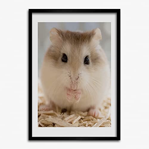 Tableau hamster 50x70 cm cadre en bois pour une chambre d'enfant douce