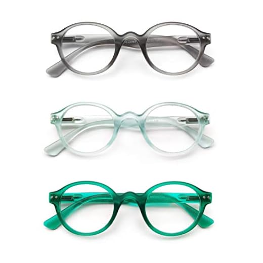PANTONA-Gafas de lectura Redondas(Paquete 3 pares). Gafas Presbicia Vista Cansada Retro para Hombre y Mujer.(Negro Azul Celeste Verde+2,50)