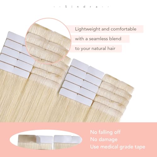 Image of Sindra Invisi Edge Tape in Hair Extensions Human Hair Platinum Blonde
