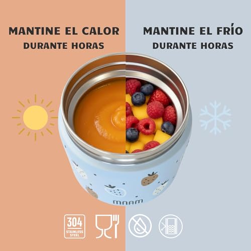 Miniatura 5 de Mnam Termo Comida Bebe 400 Ml - Termo Bebe Para Solidos Comida Caliente - Papillero Aislante De Acero Inoxidable Y Funda Con Cierre Hermético - Food Thermy - Fiambrera Térmica Infantil
