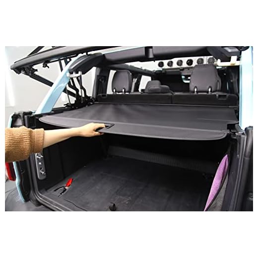 BIGACOVER Cargo Cover for 2021 2022 Ford Bronco 4-Door Soft Top Only Retractable Rear Trunk Security Cover Shield Shade Accessories with 2 Brackets, No Drilling Required(Not for Bronco Sport)