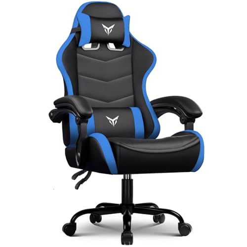 Image of GTPLAYER Gaming Chair High Back Computer Chairs for Adults, Ergonomic Height Adjustable Recliner Chair 300lbs with Linkage Armrest and Lumbar Support for Home Office, Blue