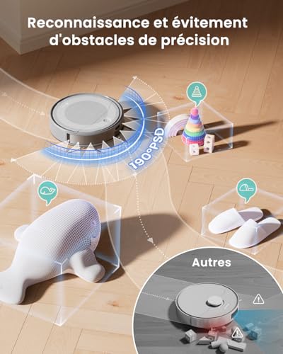Lefant Aspirateur Robot M310 Ultra, 6000Pa, Navigation Laser ToF, Évitement Précis des Obstacles, Anti-Enchevêtrement, Idéal pour Poils d'animaux, Cheveux et Sols Durs, Contrôle par App/Alexa
