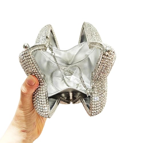 Image of Women Rhinestone Star Shape Clutch Purse Unique Crystal Evening Bag Luxury Chain Handbag for Wedding Cocktail Party | Rhinestone