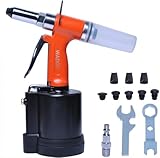 Wadoy Heavy Duty Air Rivet Gun,3924lbf Professional Pneumatic Pop Riveter Kit with 5 Nosepieces (1/4