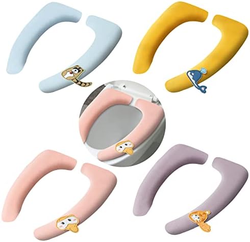Gukasxi 4 Pairs Soft Toilet Seat Cover Cushion Padded Reusable Toilet Seat Cover Washable Toilet Warmer Pads Warm Skin-friendly for Universal Toilet Cover Pads