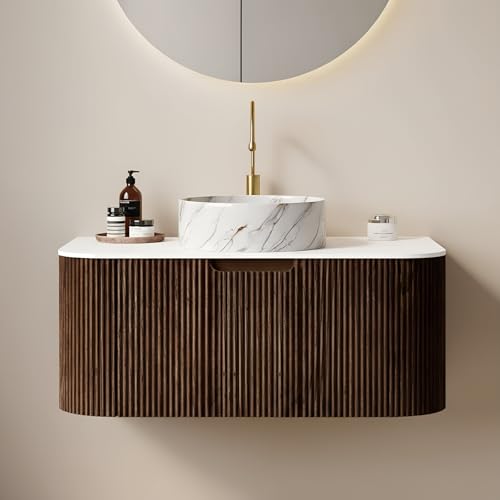 Yayzy 36" Floating Bathroom Vanity with Sink, Solid Wood Fluted