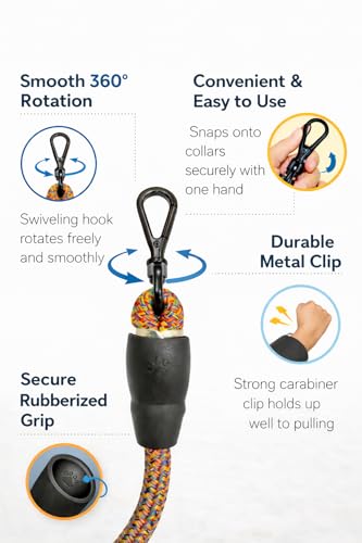 Image of Sitnooze Dog Leash for Medium & Large Dogs, Heavy Duty 5.5 FT Nylon Rope Leash, Anti-Slip Padded Handle, Dog Training Leash, Strong Durable Walking Lead for Daily Use, Rope Leash