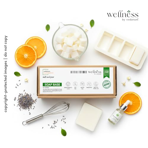 Image of VEDANUM Ayurscience 100% Natural and Organic Red Wine Soap Base - 400 Gm | Handmade Soap Making | Grapefruit | SLES Free | pH Skin Friendly | Lab Tested