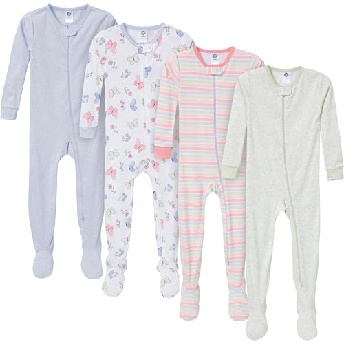 Gerber Baby-Girls 4-Pack Footed Pajamas, Butterflies, 18 Months by Gerber - Used condition - US$21.97