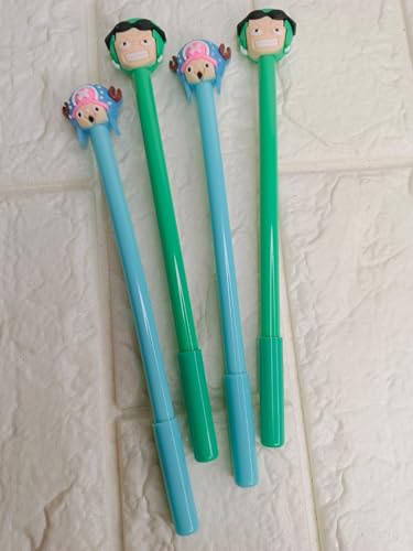 Image of Gifts- Anime One Piece Gel Pen Set with Comfortable Grip For Smooth Writing | Kids Adults Student Office Supplies Set of 4 Black Ink