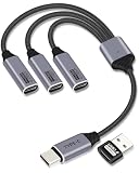 YANBORONSN Rozdzielacz USB C, 3 porty, 1 męski na 3 żeński, 1 w 3 wyjścia, przedłużacz USB C, koncentrator, ładowanie danych i zasilania, kabel przedłużający USB 2.0, do samochodu, laptopa, klawiatury