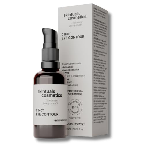 Contorno de Ojos con Vitamina C, Niacinamida, Cafeína y Ácido Hialurónico 20 ml. Crema – Antifatiga, Antiarrugas, Antiojeras, Antibolsas Hombre y Mujer – Hidratante e Iluminador by Skintuals Cosmetics
