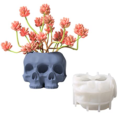 Moule pot de fleurs ciment tête de mort pour démoulage facile sans casse - 2