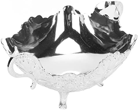Miniatura 1 de Pssopp Frutero con pies, cuenco de fruta plateado para encimera de cocina, bandejas de frutas para servir para fiestas, plato decorativo para