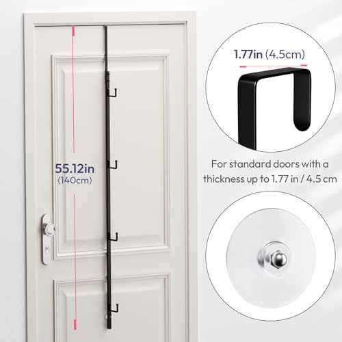 HapiRm Over Door Hat Rack - 2 Packs Hat Organizer with 8 Hooks Design, Hanging Baseball Cap Organizer Storage Holds Up to 40 Caps for Door, Bedroom, Closet (Black) by HapiRm - Image 8