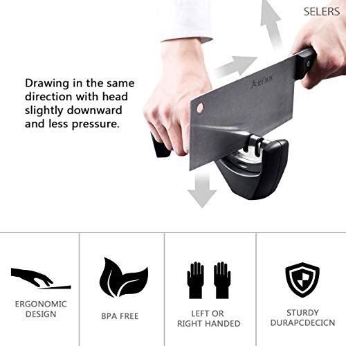 SELERS Knife Sharpener,3 Stages Kitchen Tungsten Steel Diamond Coated Non-slip Manual Knife Sharpener for Restore and Polish Blades,Sharpening Knives, Scissors, Knife Steel(Give a Sharpening Head)
