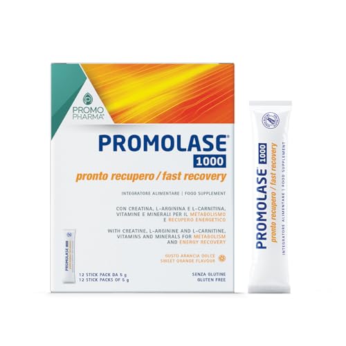 Promolase 1000 Pronta Recuperación - Complemento Alimenticio de Creatina, Arginina y Vitaminas del Grupo B para restablecer el equilibrio energético - 12 stick de 5g