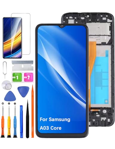 HLYGZX Pantalla LCD de repuesto para Samsung Galaxy A03 Core, A032F A032F/DS A032M Pantalla LCD de montaje de pantalla táctil digitalizadora Kit de piezas de reparación (Negro con marco)