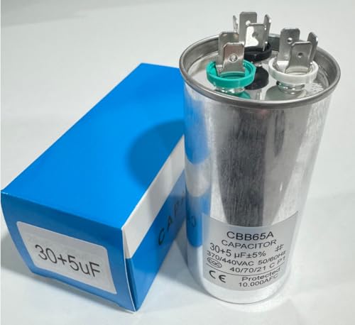 Condensador de CA CBB65 30+5 uF 30/5 MFD ±6% 370V/440VAC Condensador de arranque circular de doble funcionamiento para funcionamiento de motor de CA o arranque de ventilador o condensador recto