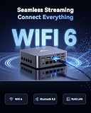NiPoGi Intel Core i5-12450H Mini PC (do 4,40 GHz), 16GB (8GB2) DDR4 512GB SSD PC, komputer stacjonarny z grafiką UHD 1200 MHz, WiFi 6, 2X HDMI+ VGA, 4K Tower Srebrny
