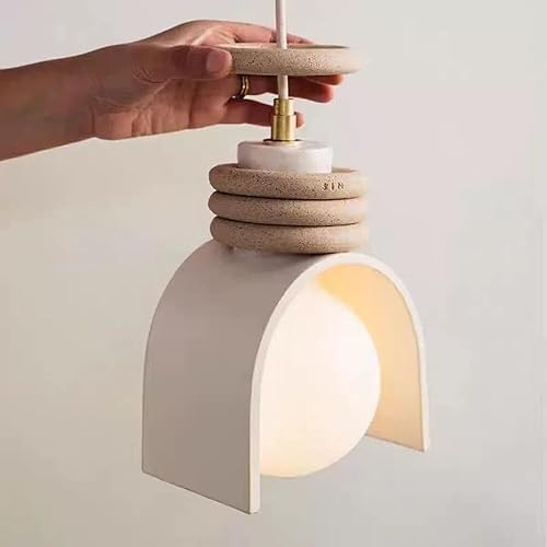 Miniatura 4 de Lámpara colgante de cristal japonesa Wabi Sabi para sala de estar, lámpara colgante de alambre, moderna, nórdica, blanca, para isla de cocina,