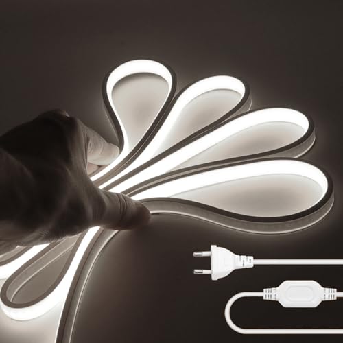 HEGEHE - Striscia LED COB 220V, flessibile impermeabile IP65, 288 LED/m 1m luce bianca 6000K Striscia neon LED FCOB super luminosa CRI90+, tagliabile ogni 50 cm
