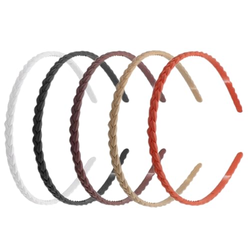 5 Pezzi Cerchietti Semplici Fasce, Fasce per Capelli Sottili Cerchietti Colorato Antiscivolo Cerchietto per capelli in plastica per Donne e Ragazze