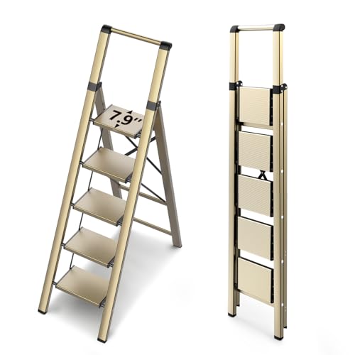 WOA WOA 5 Step Ladder Review: Lightweight Gold Ladder for 10ft Ceilings?