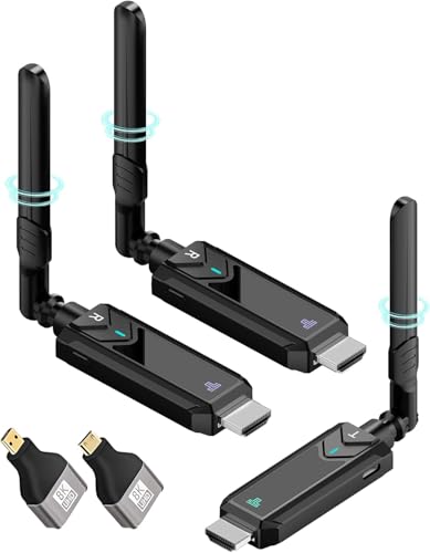Transmisor HDMI inalámbrico y kit de 2 receptores, alcance de 107 m (350 ft), 1080p Full HD, extensión de 1 a 2 para transmisión desde portátil, cámara, TV Box a HDTV   tecnología de baja latencia de