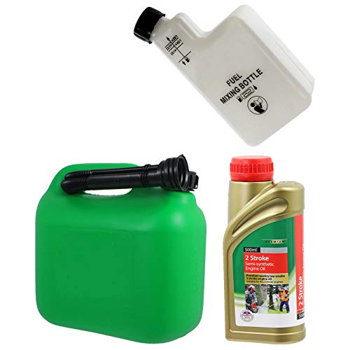 SPARES2GO 2 Stroke Engine Oil Mixer Bottle Starter Mixing Kit for Chainsaw