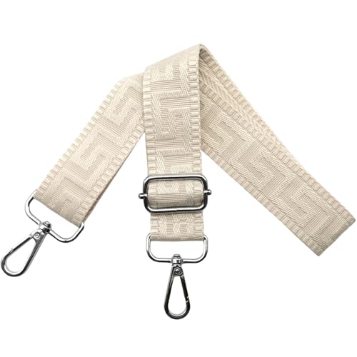 Shoulder Strap for Bag Adjustable Bag Straps Wide 3.8 cm with Silver Buckle, Handbags Straps Replacement for Women Crossbody Accessory, Pure beige, K27
