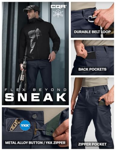Image of CQR Men's Flex Stretch Tactical Pants, Water Resistant Ripstop Cargo Pants, Lightweight EDC Outdoor Work Hiking Pants