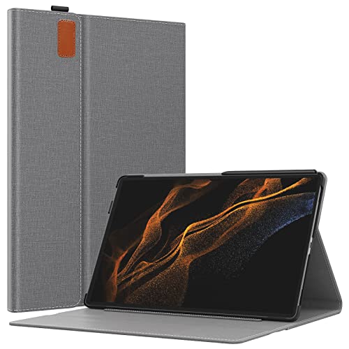 Dadanism Case Fit Samsung Galaxy Tab S8 Ultra 14.6 Inch Tablet, Premium Pu Leather Ultra Slim Lightweight Multi Stand Auto Wake/Sleep Cover With Card Slot Fit Galaxy Tab S8 Ultra 14.6", Space Grey #TOP16