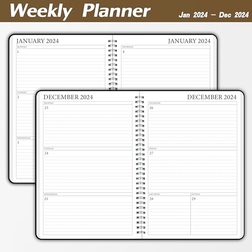 Planner Jan 2024 - Dec 2024, Weekly & Monthly Teacher Academic Planner 5.7\" X 8.3\", 12 Monthes Calendar Organizer Notebook for Planning