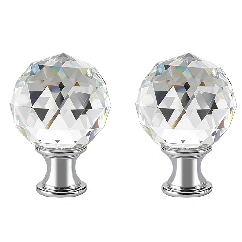 PEESIN 2-Pack Crystal Glass Lamp Finials, 1/4-27 Threaded